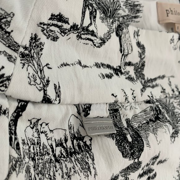 Philosophy Republic Clothing Pants Farm Animal Country Print Small off White Mid - Picture 3 of 16